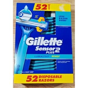 Gillette Sensor2 Plus Disposable Razor lubrastrip Pivot - 52 Razors-Shaving-Mens